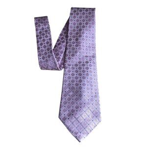 Tasso Elba Spa Hand Crafted Pink Diamond Floral 100% Silk Necktie